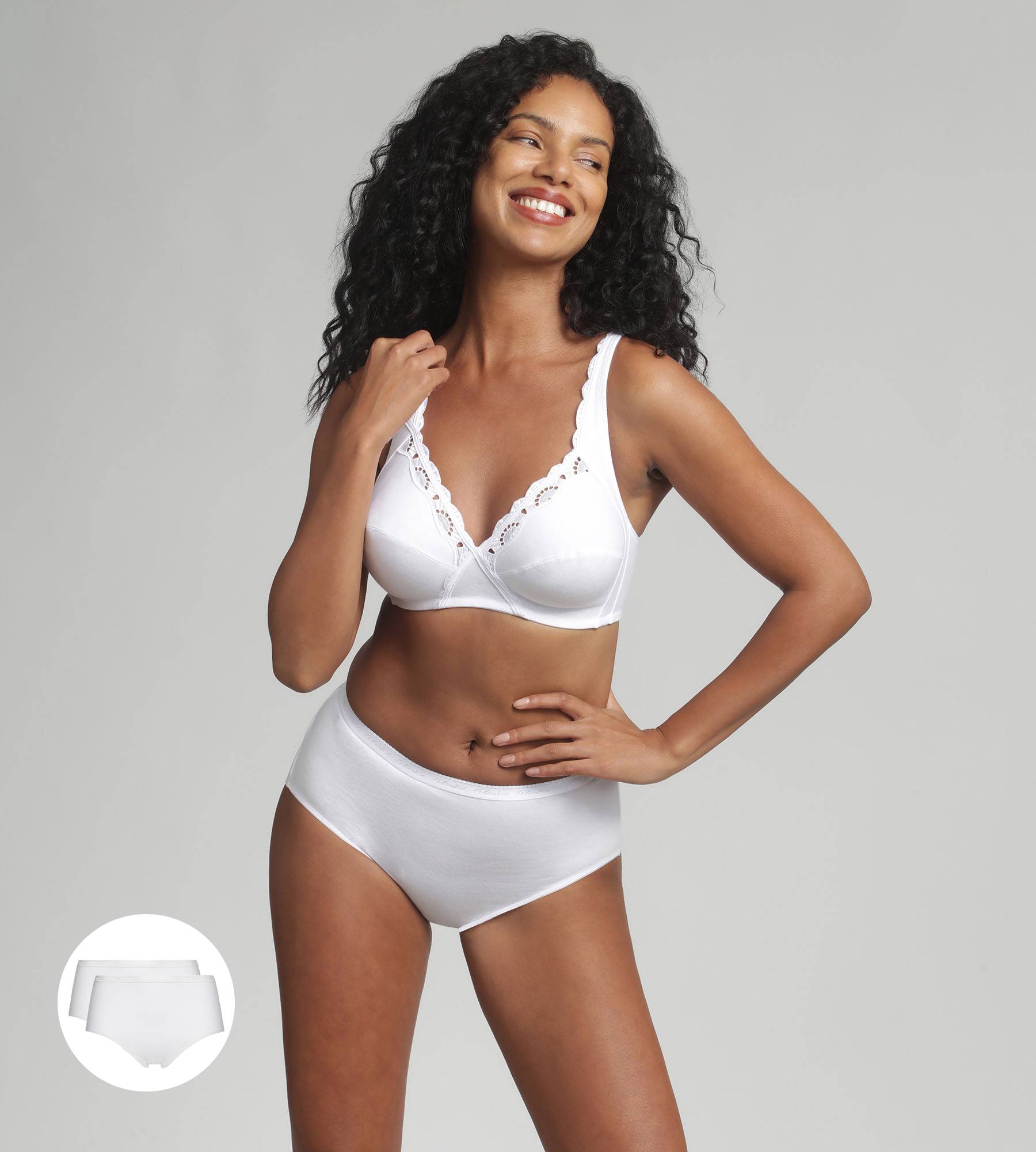 Playtex® Pack of 2 midi knickers in white Organic Cotton