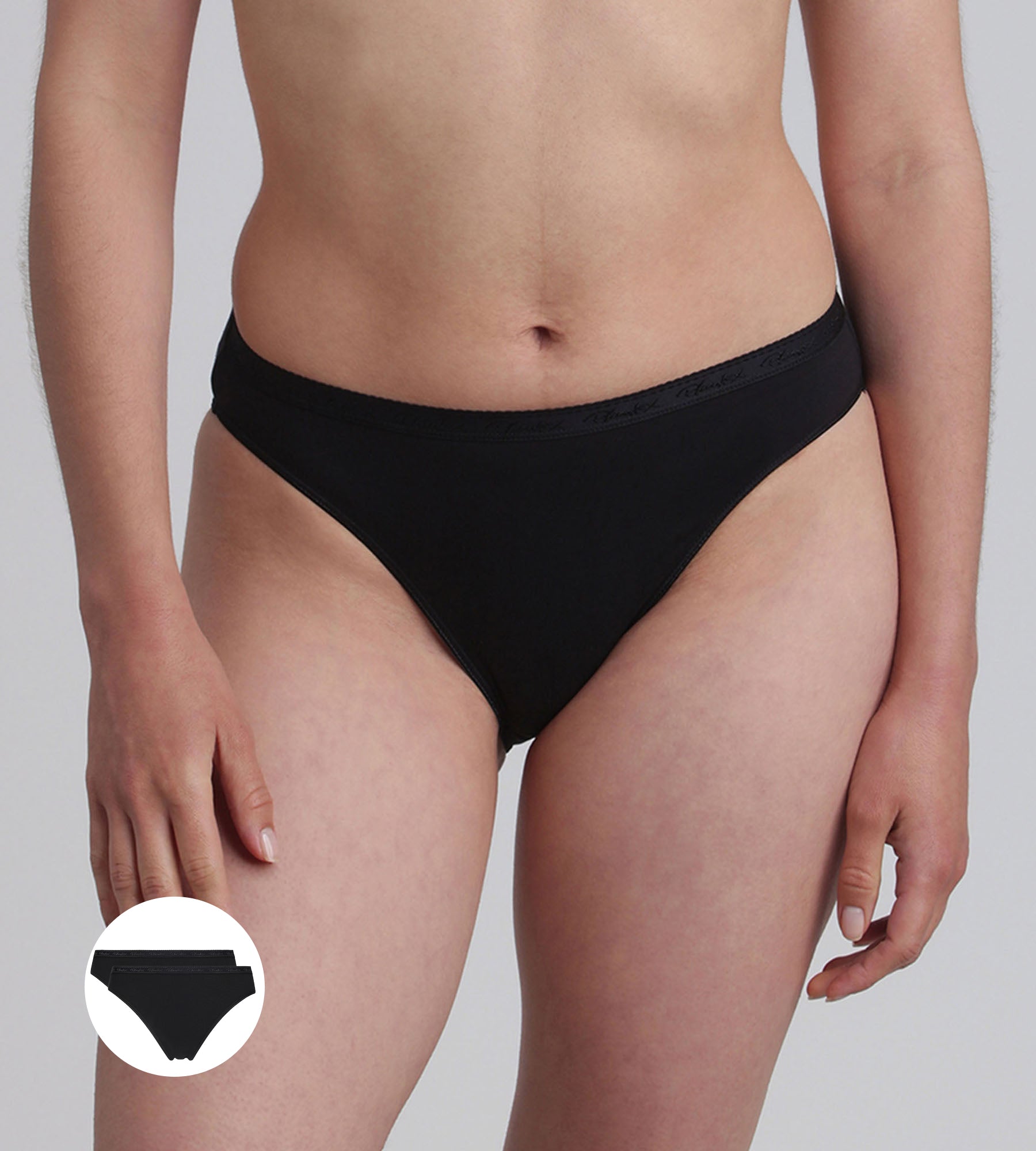 Playtex® Pack of 2 high leg knickers in black Organic Cotton