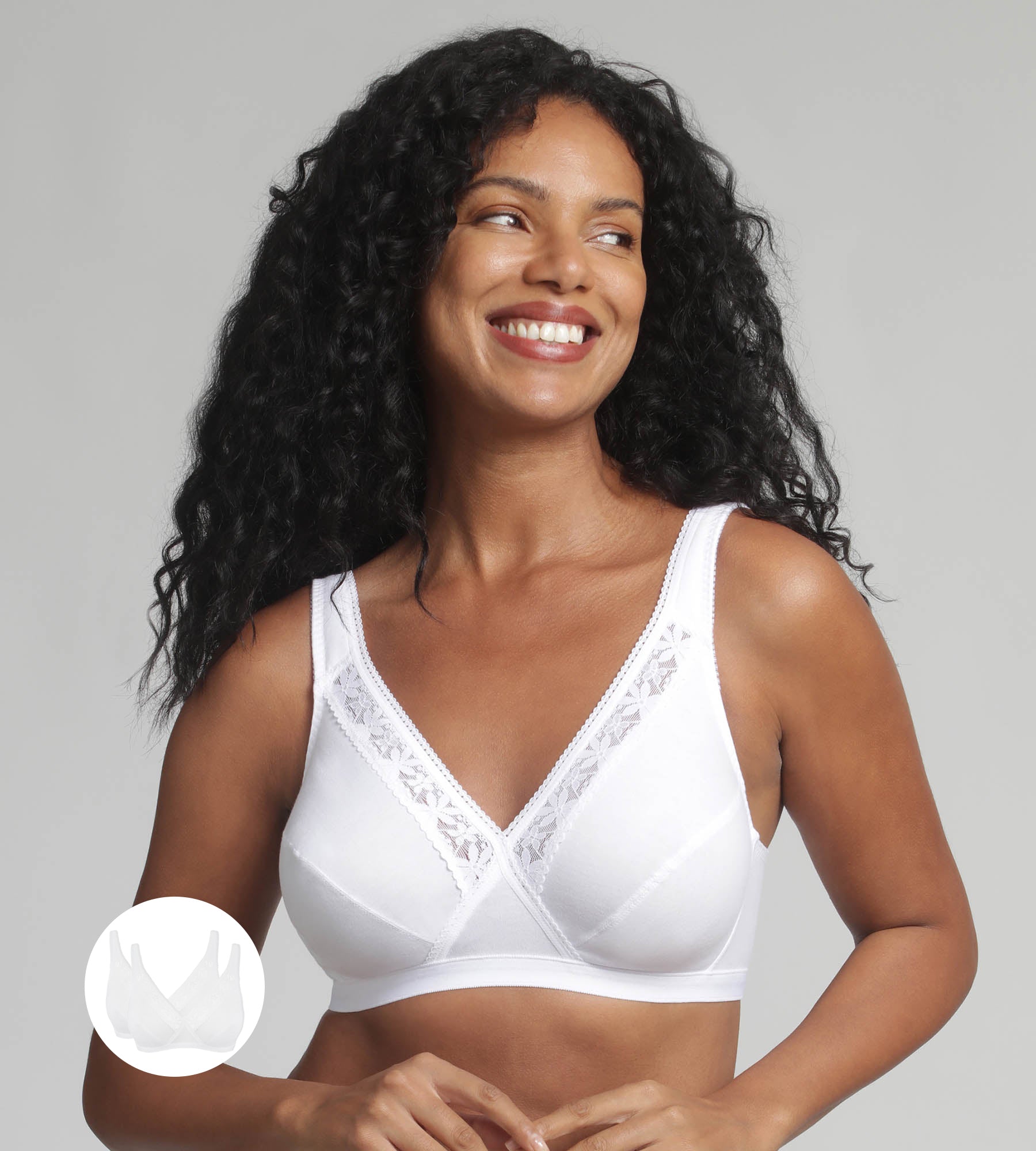 Playtex® Pack of 2 non-wired bras in white Classic Cotton Support