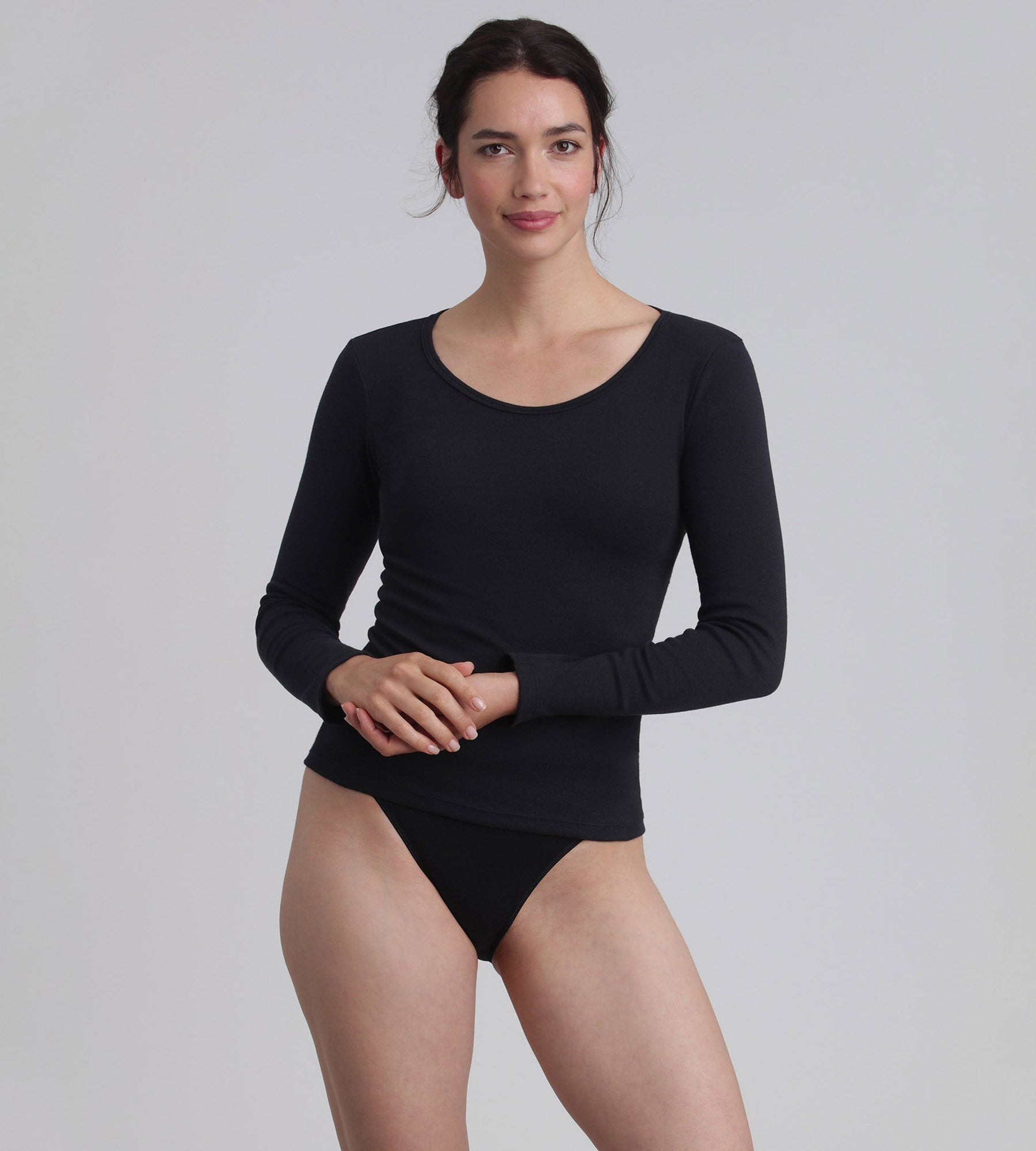 Playtex® Long-sleeved t-shirt in black Cotton Liberty