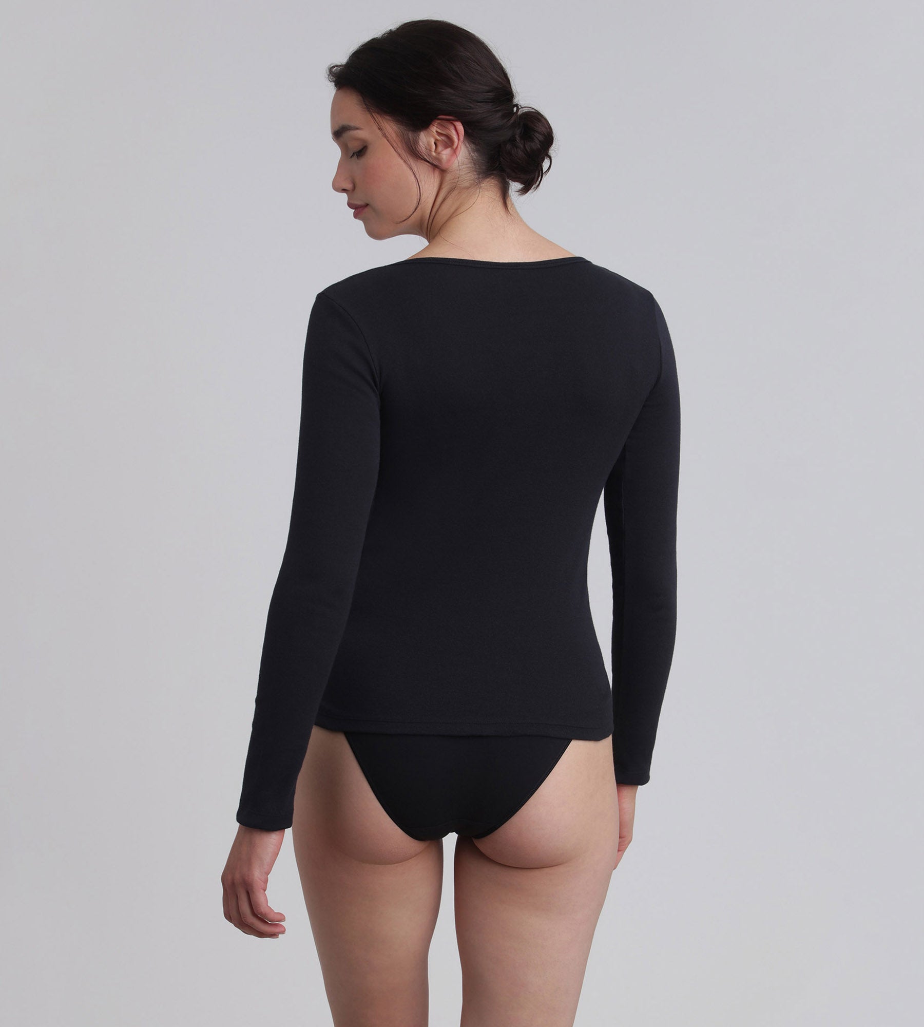 Playtex® Long-sleeved t-shirt in black Cotton Liberty