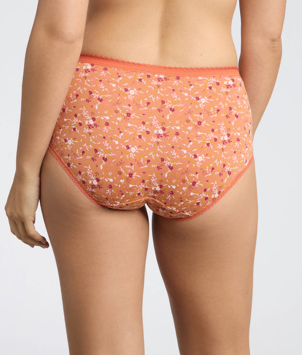 Playtex® Pack of 3 midi knickers in orange, beige and orange floral print Cotton Stretch