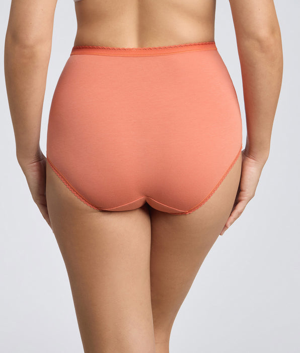 Playtex® Pack of 3 high-waisted knickers in orange, beige and orange floral print Cotton Stretch