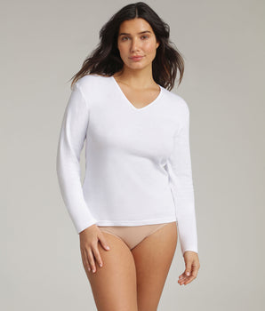 Long-sleeved t-shirt in white Thermal Natural