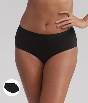 Pack of 3 midi knickers in black Organic Cotton