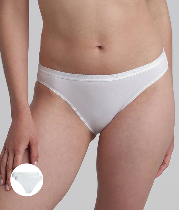 Playtex® Pack of 2 high leg knickers in white Organic Cotton