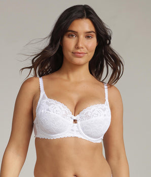 Balcony bra in white Flower Elegance Recycled