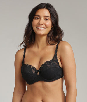 Balcony bra in black Flower Elegance Recycled