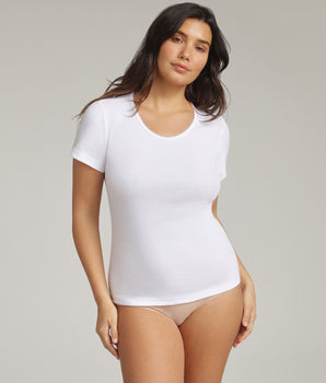 Short-sleeved t-shirt in white Cotton Liberty